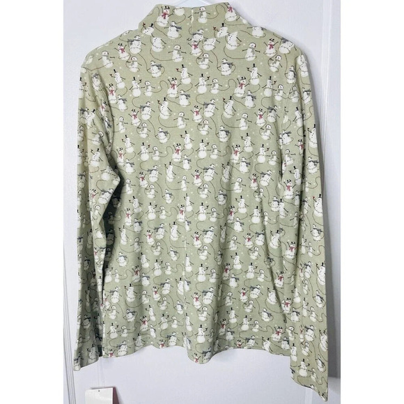 Croft & Barrow Mock Neck Tunic Shirt Sz PL Snowman Print Green Winter Womens NEW - Picture 3 of 9